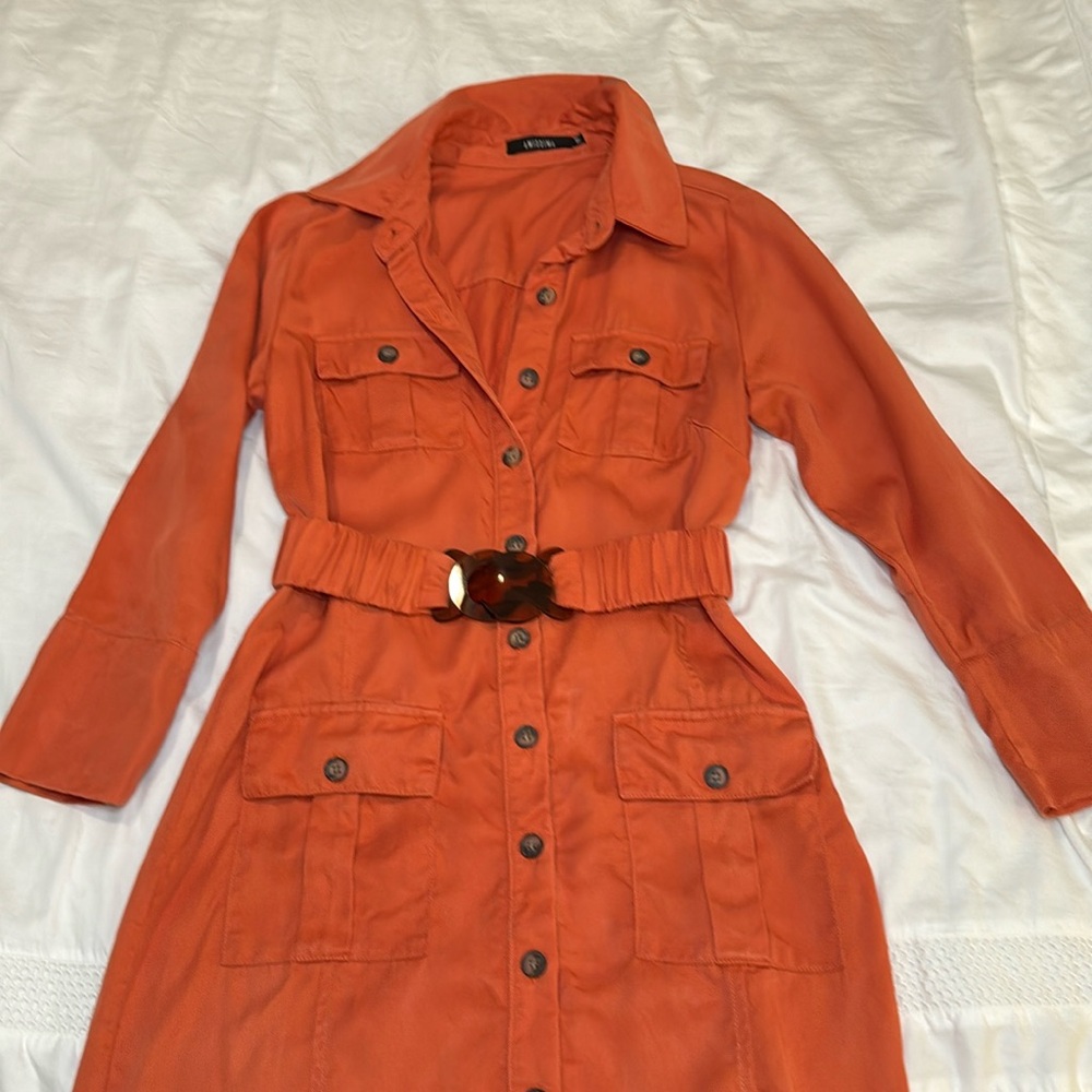 Lyocell orange midi dress